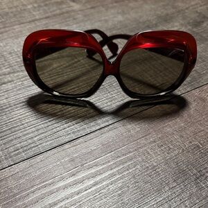 Vintage Christian Dior Oversized Red & Black Sunglasses 1970 France